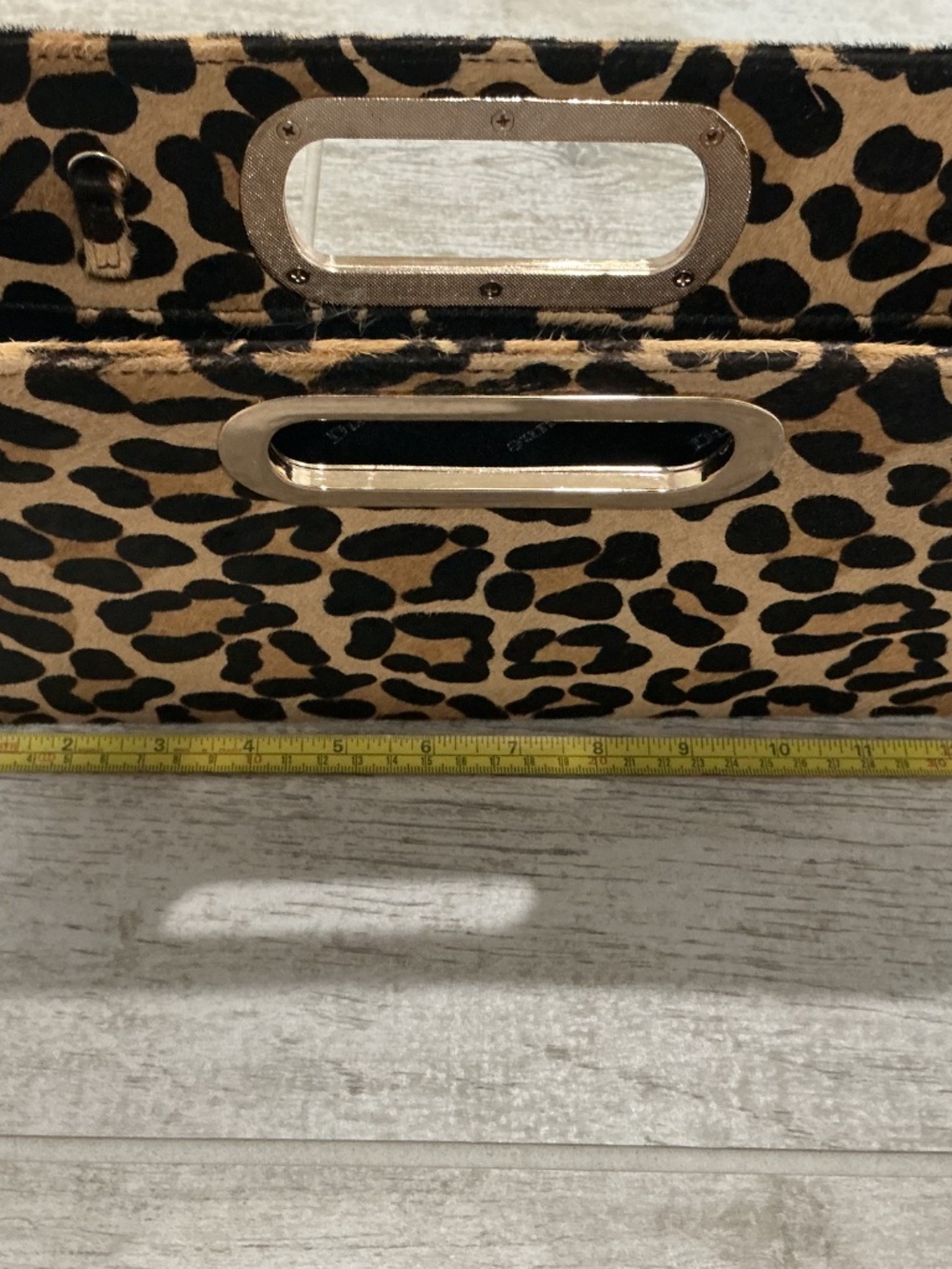 Leopard Print Handheld Clutch Bag - Brown/Black - Picture 10 of 14